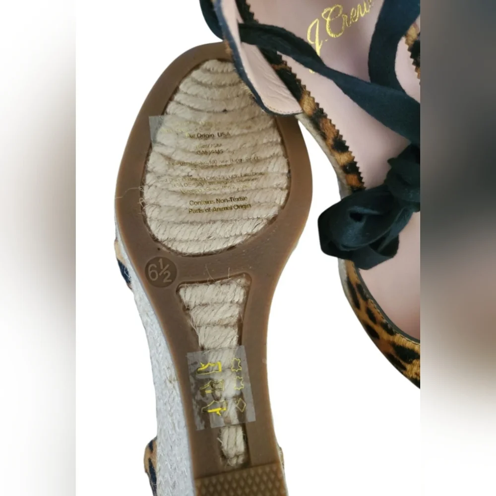 J. Crew Leopard Calf Hair Espadrille Wedges NWOT